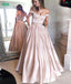 Simple Off Shoulder Satin Evening Prom Dresses, Popular A line Party Prom Dresses, Custom Long Prom Dresses, Cheap Formal Prom Dresses, 17191