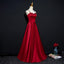 Simple Red A-line Spaghetti Straps V-neck Cheap Long Prom Dresses Online,12455