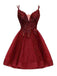 Spaghetti Straps V-neck Homecoming Dresses,Cheap Short Prom Dresses,CM916
