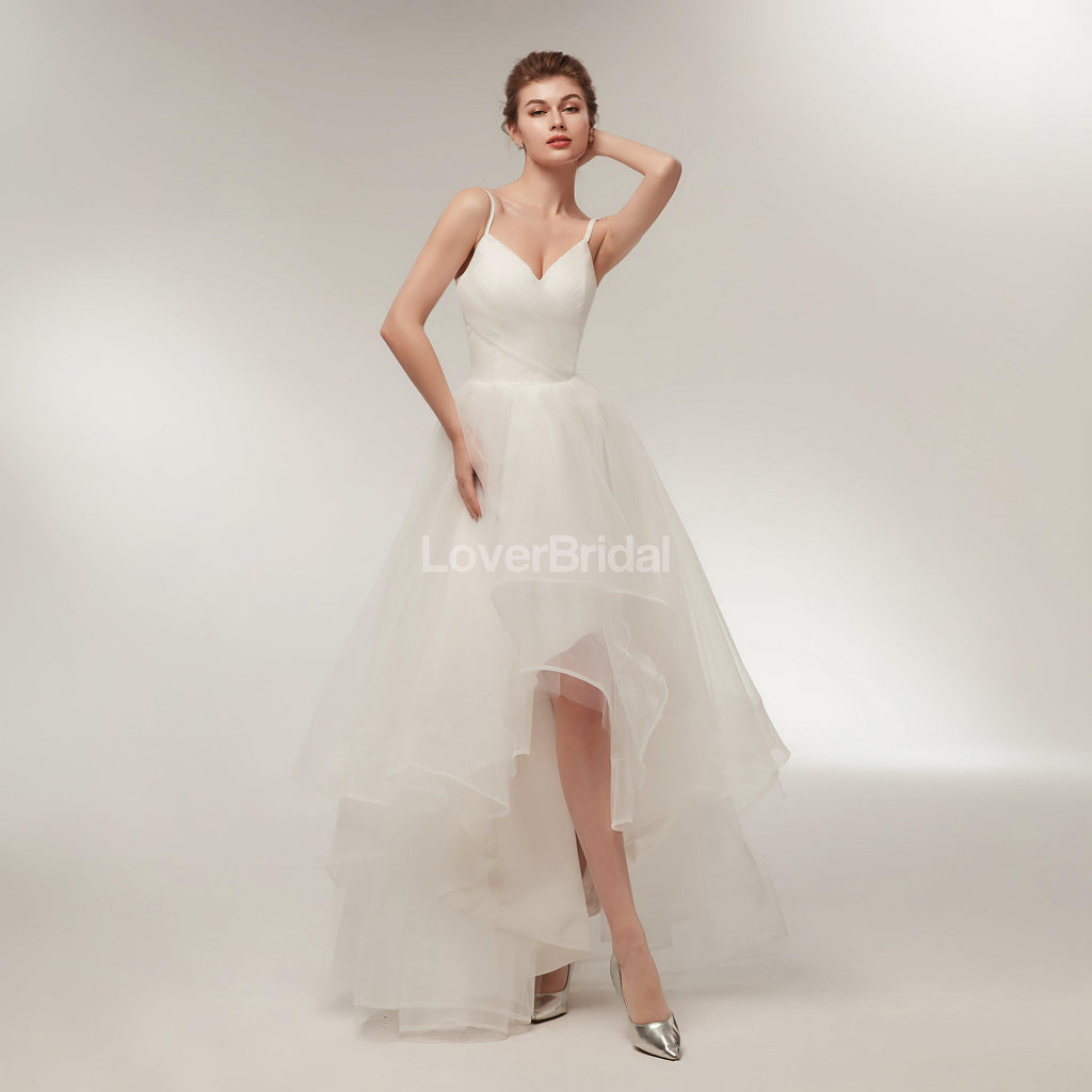 Spahgetti Straps High Low Simple Cheap Wedding Dresses Online, Cheap Bridal Dresses, WD565