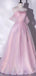 Sparkly Pink A-line Off Shoulder Maxi Long Prom Dresses,Evening Dresses,12998