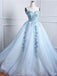 Sweetheart Pale Blue Lace Beaded Cheap Long Evening Prom Dresses, Cheap Sweet 16 Dresses, 18373