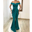 Teal Mermaid Off Shoulder Side Slit Cheap Long Bridesmaid Dresses,WG1281