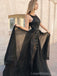 Unique Black Lace A-line Long Evening Prom Dresses, Cheap Custom Sweet 16 Dresses, 18551