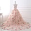 Unique Flower Fabric A-line Bateau Lace Long Evening Prom Dresses, Sparkly Sweet 16 Dresses, 18343