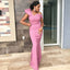 Unique Pink Mermaid One Shoulder Cheap Long Bridesmaid Dresses,WG1259